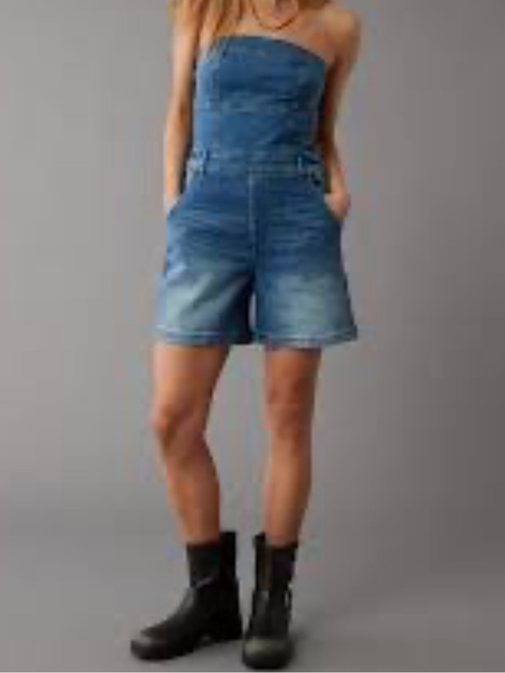 American Eagle Outfitters Strapless Denim Romper size 6